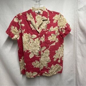 Evan Picone Red and Cream Casual Button Down Shirt‎ Large